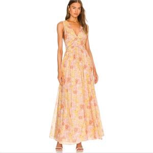 Magali Pascal Miriam Dress Women X- Small Pink Yellow Floral Maxi Silk Blend